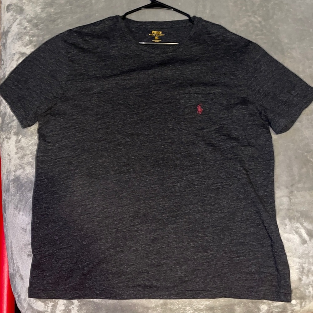 Grey crew neck polo tee - burgundy polo man